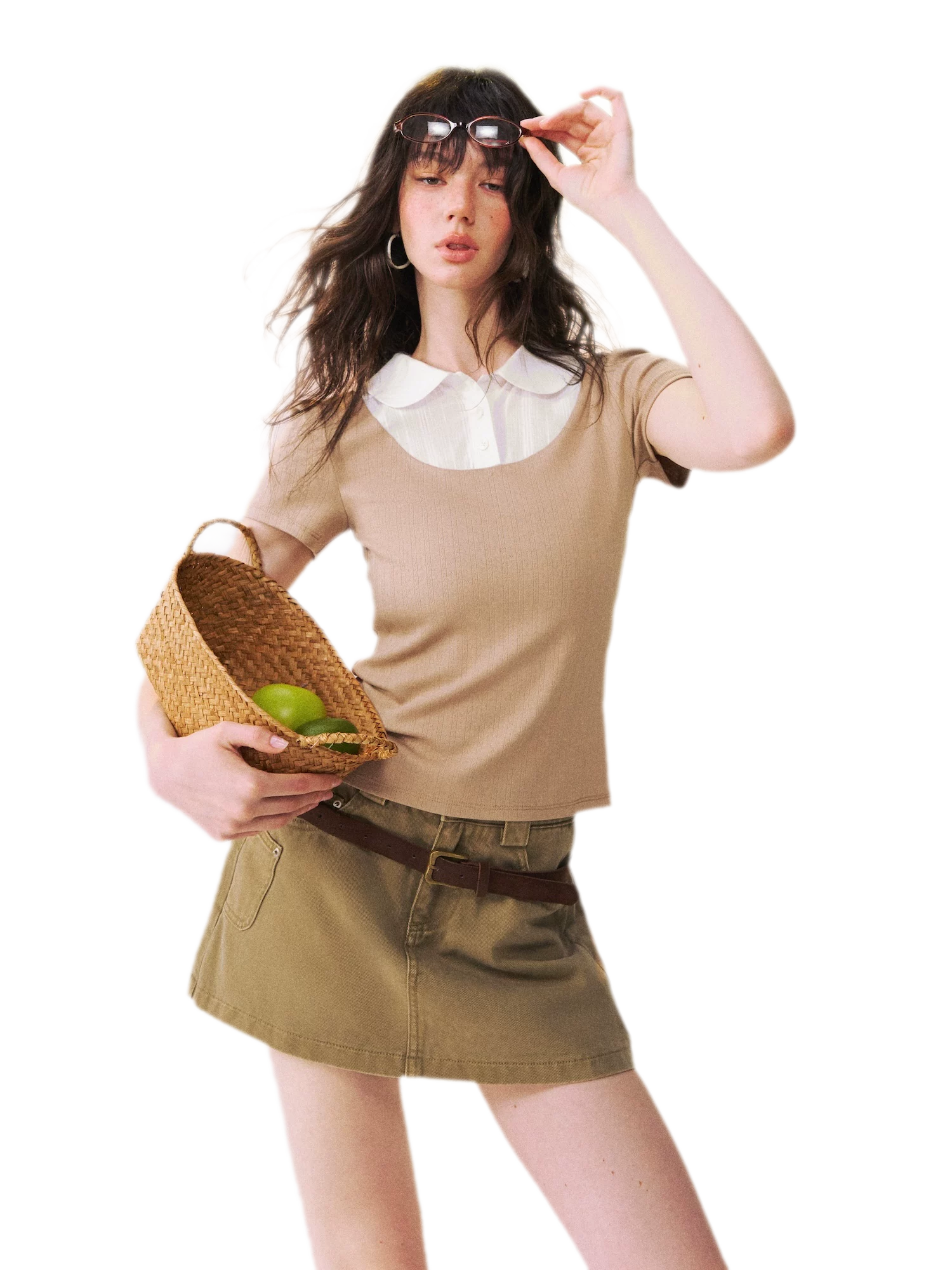 Faux Layered Collar T-Shirt