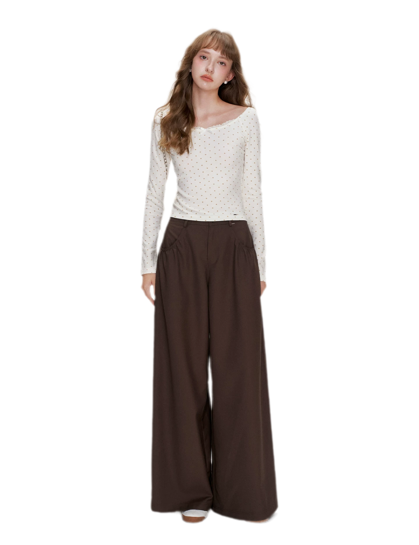 Gathered Waist Wide-Leg Trousers