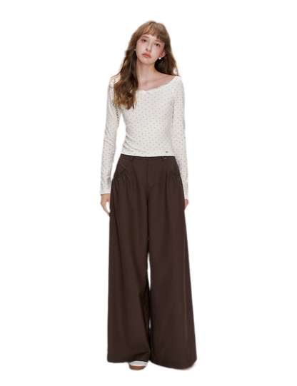 Gathered Waist Wide-Leg Trousers