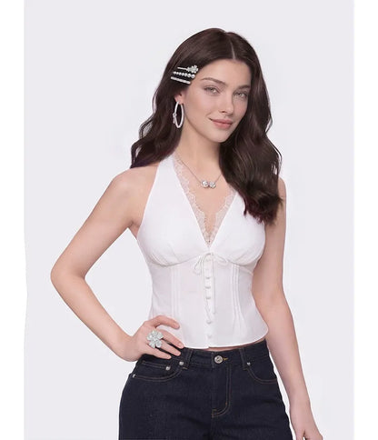 Lace Backless Blouse