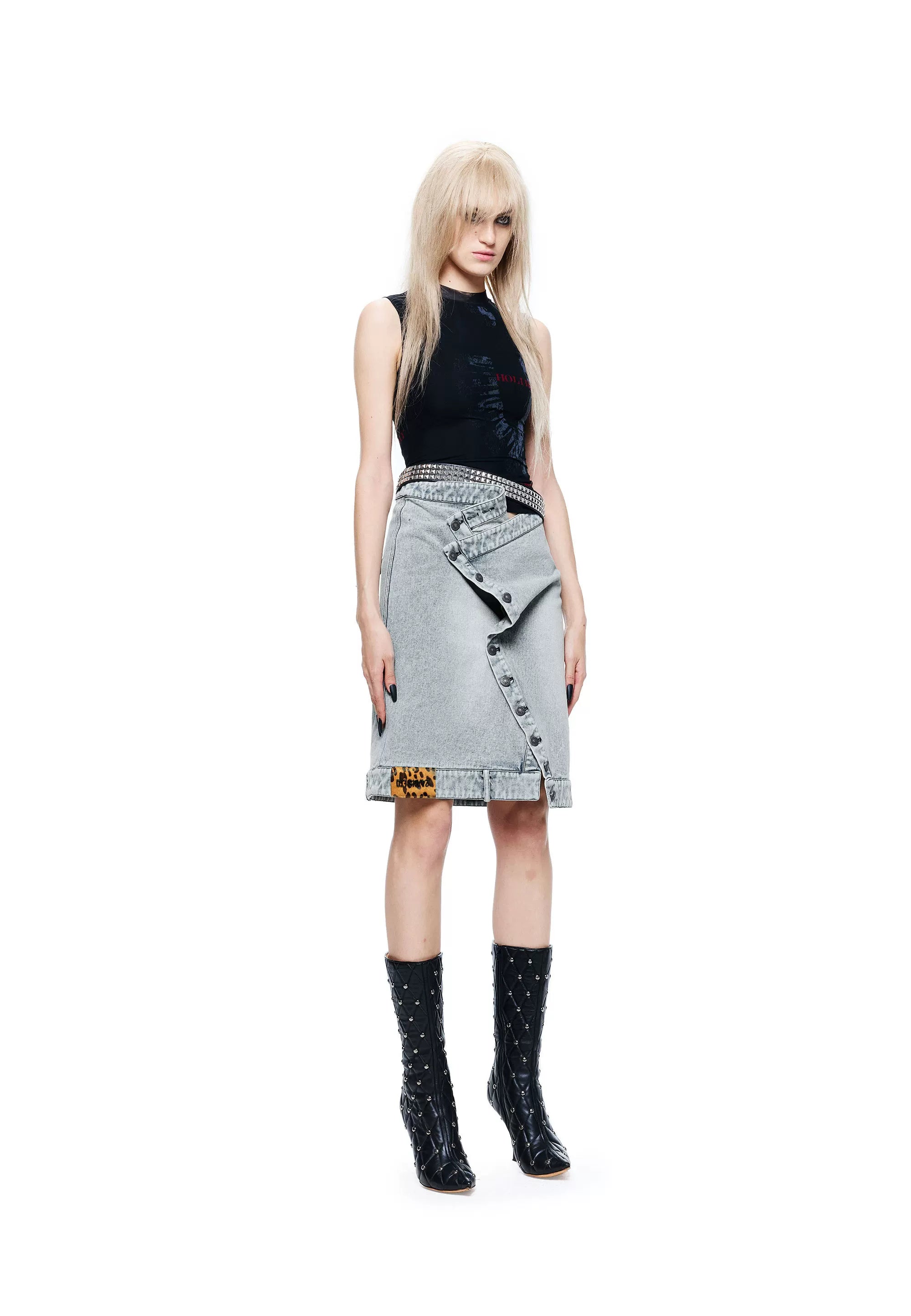 Washed Denim Light Blue Skirt