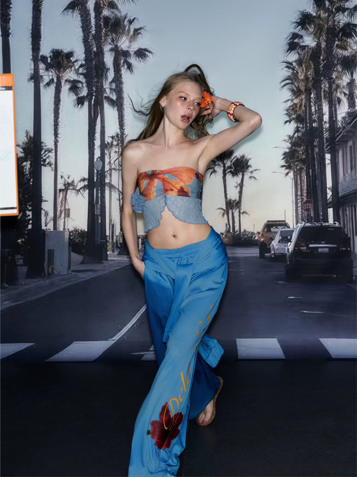 Printed Wide-Leg Pants