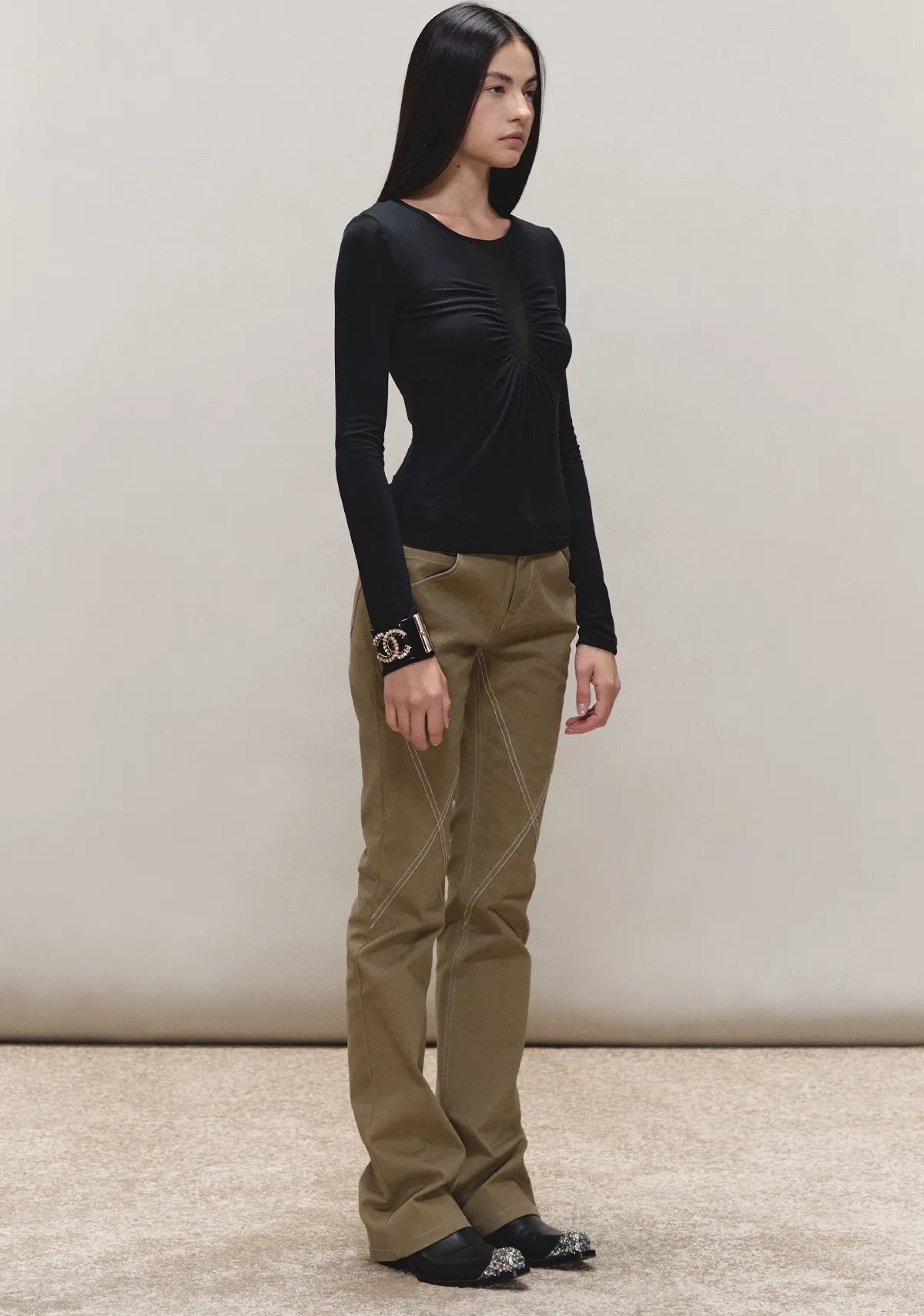 Vintage Distressed Khaki Slim Fit Casual Pants