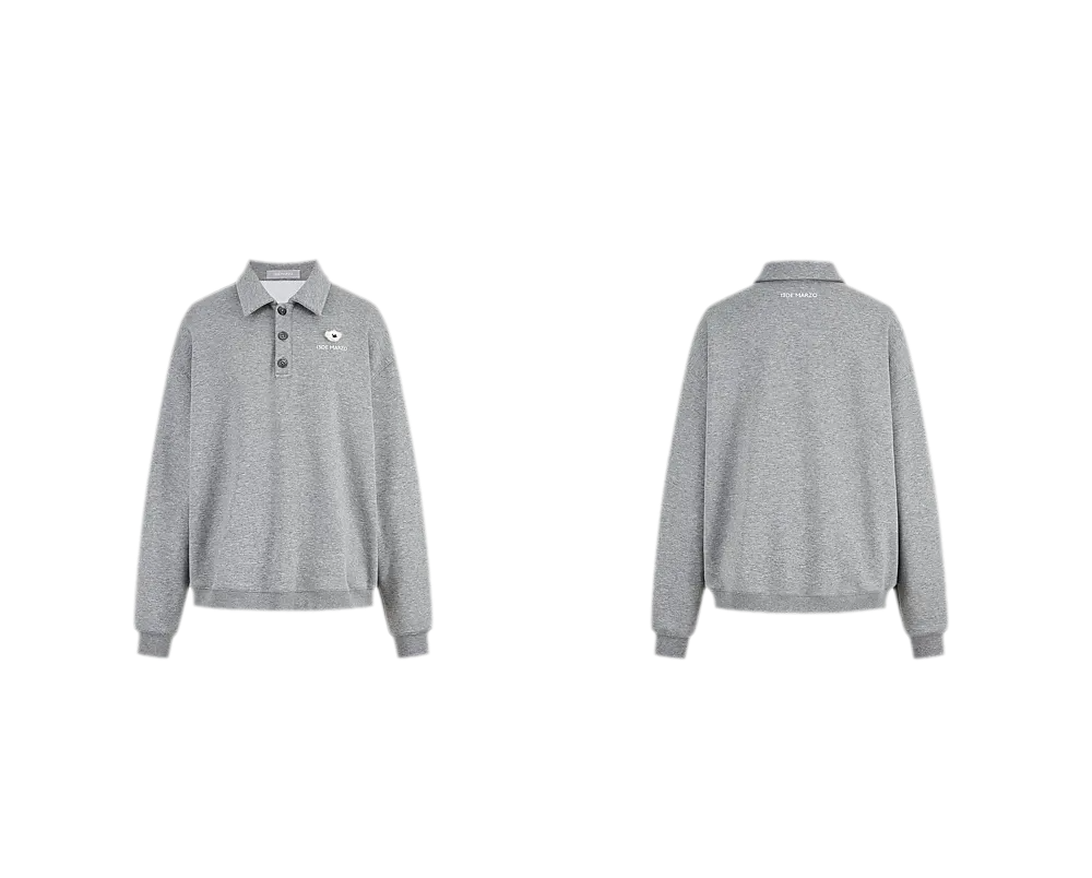 Textured Loose Polo Sweatshirt