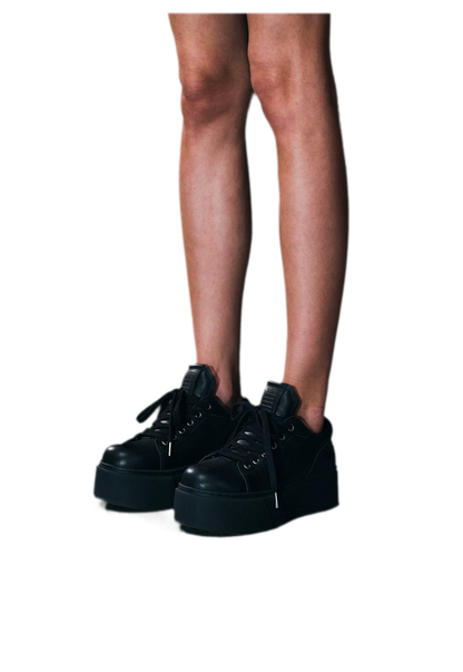 Sculptural Leather Thick-Soled Sneakers