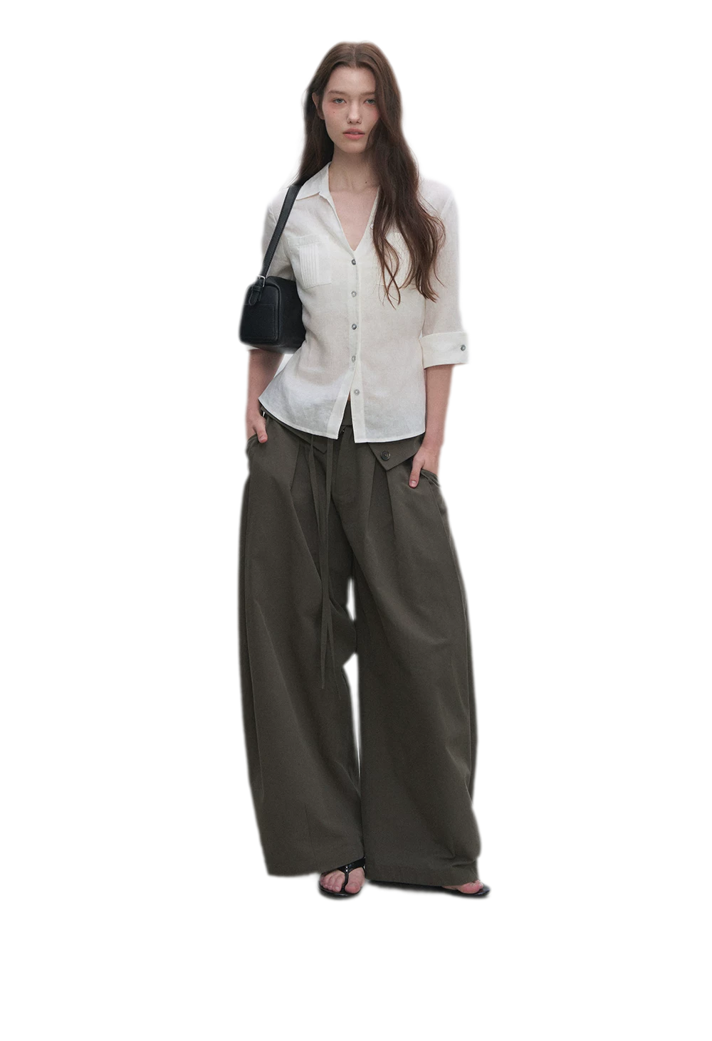 Lyocell Pleated Wide-Leg Trousers