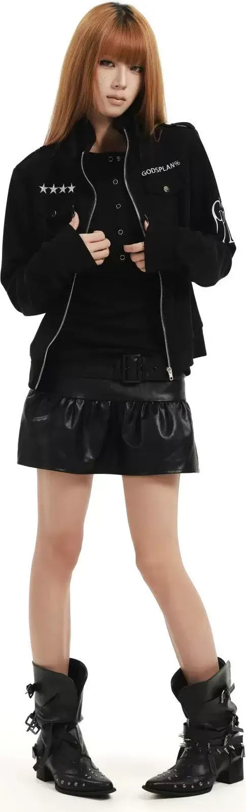 Veste en daim ajustée brodée
