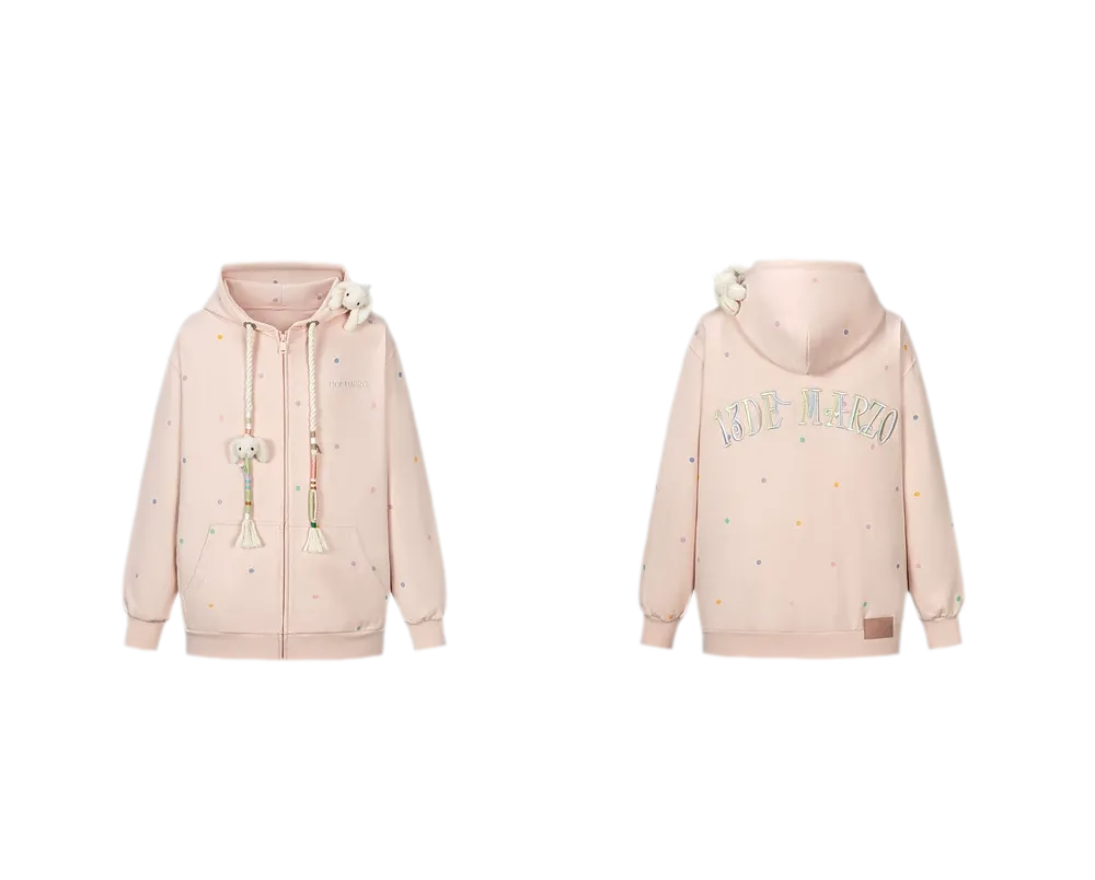 Polka Dot Embroidered Hoodie