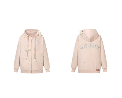 Polka Dot Embroidered Hoodie
