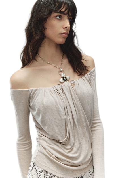 Tencel Wool Off-Shoulder Top