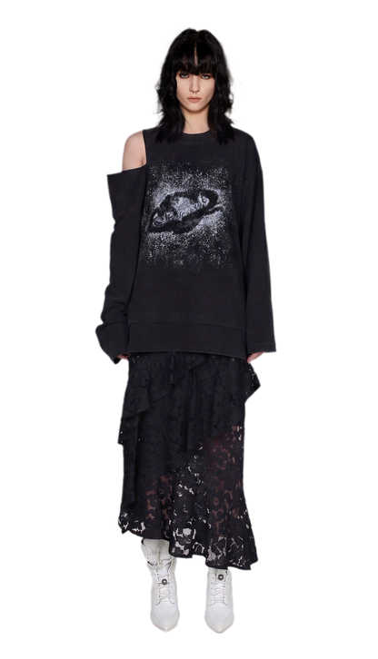 Spray-Dyed Lace Asymmetric Skirt