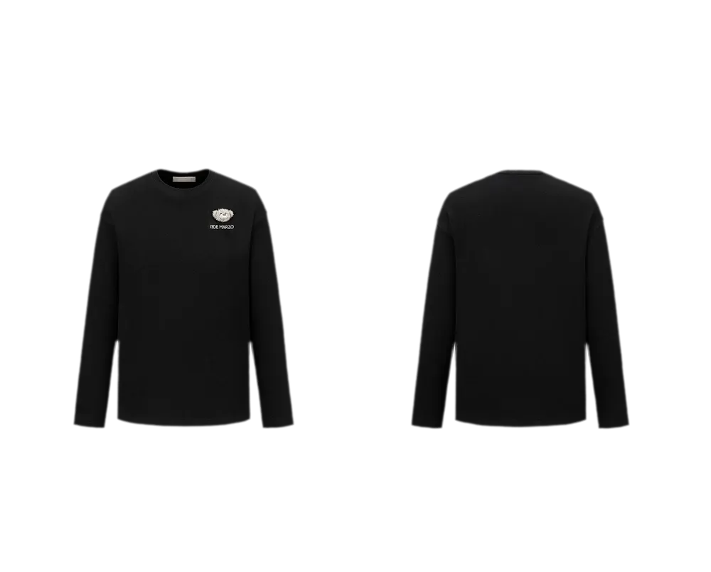 Embroidered Bear Crewneck T-Shirt