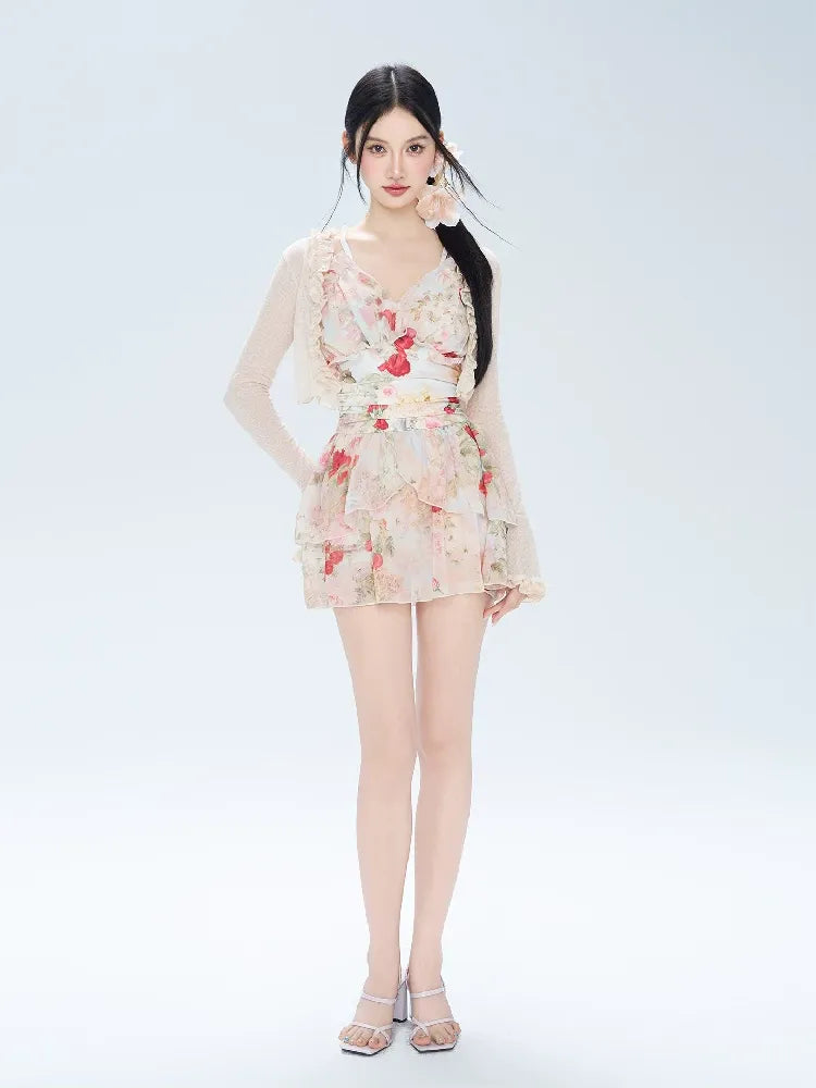 Floral Ruffle Swim Dress