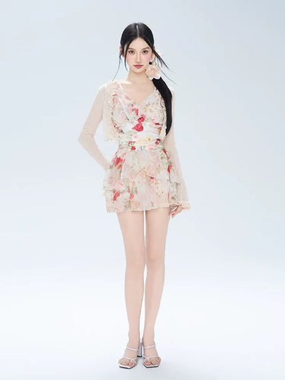 Floral Ruffle Swim Dress