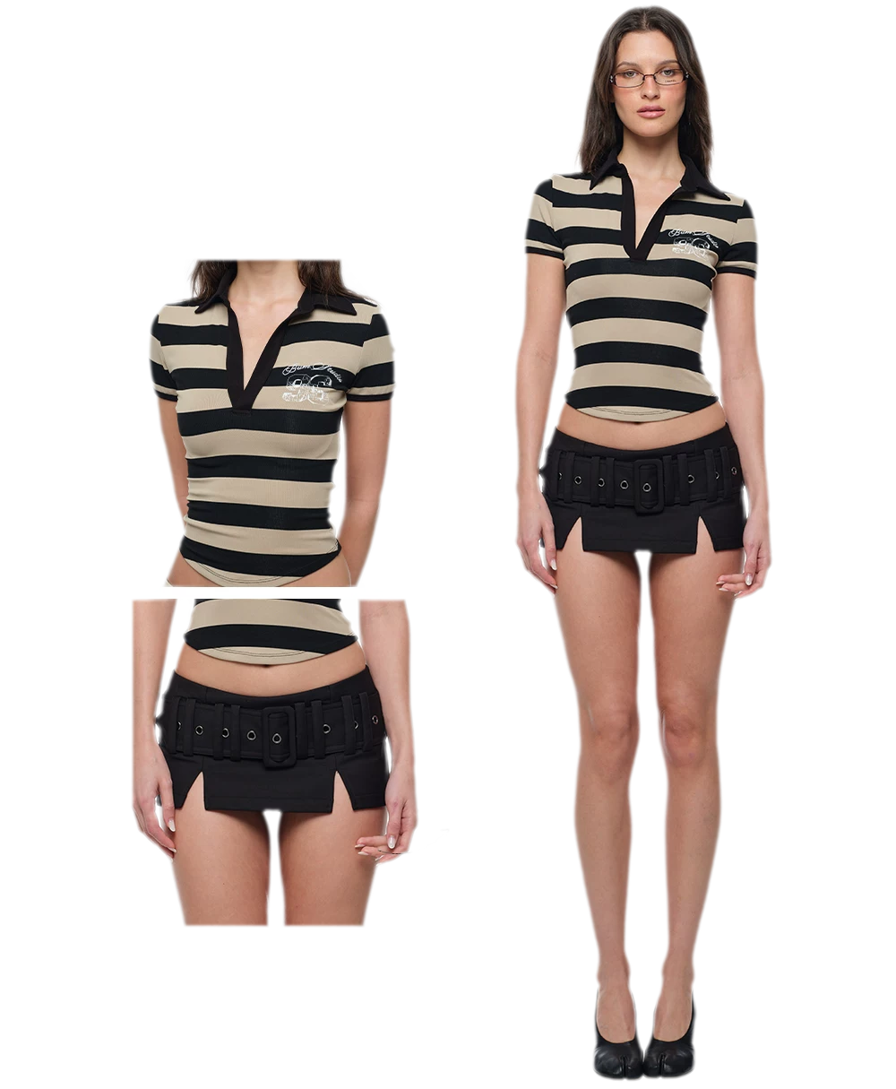 Striped Polo Shorts Set