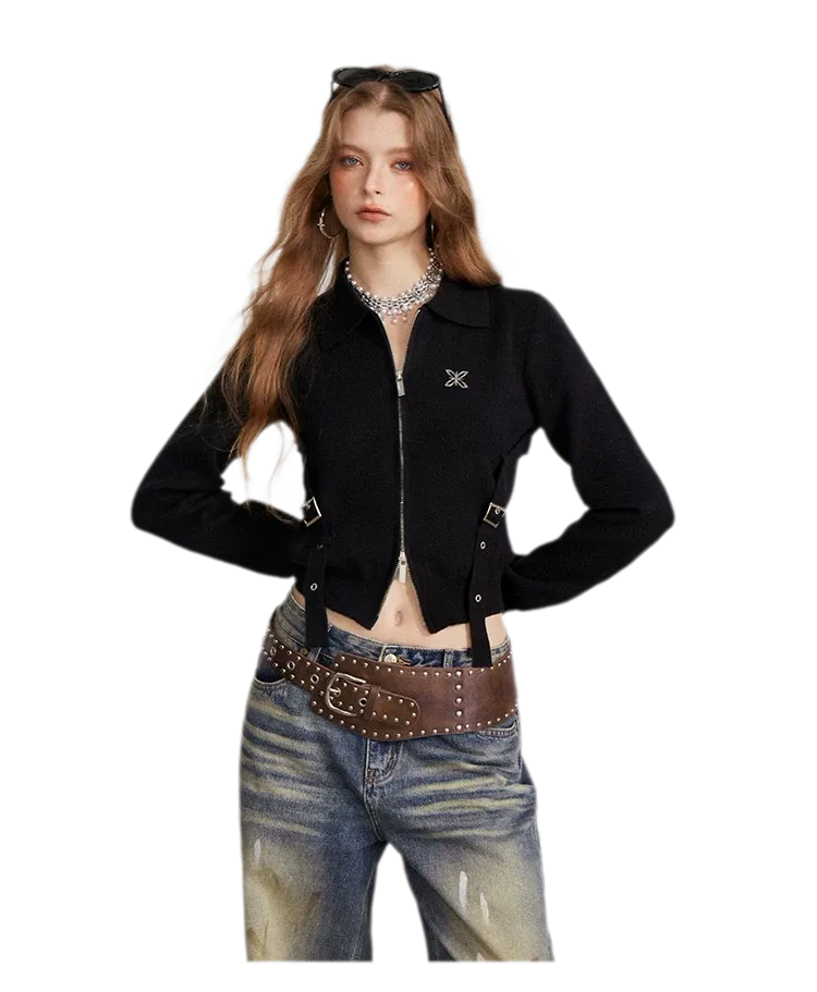 Vintage Cropped Zip Cardigan
