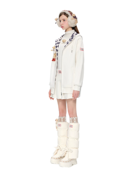 Áo hoodie oversized khóa kéo lót nỉ