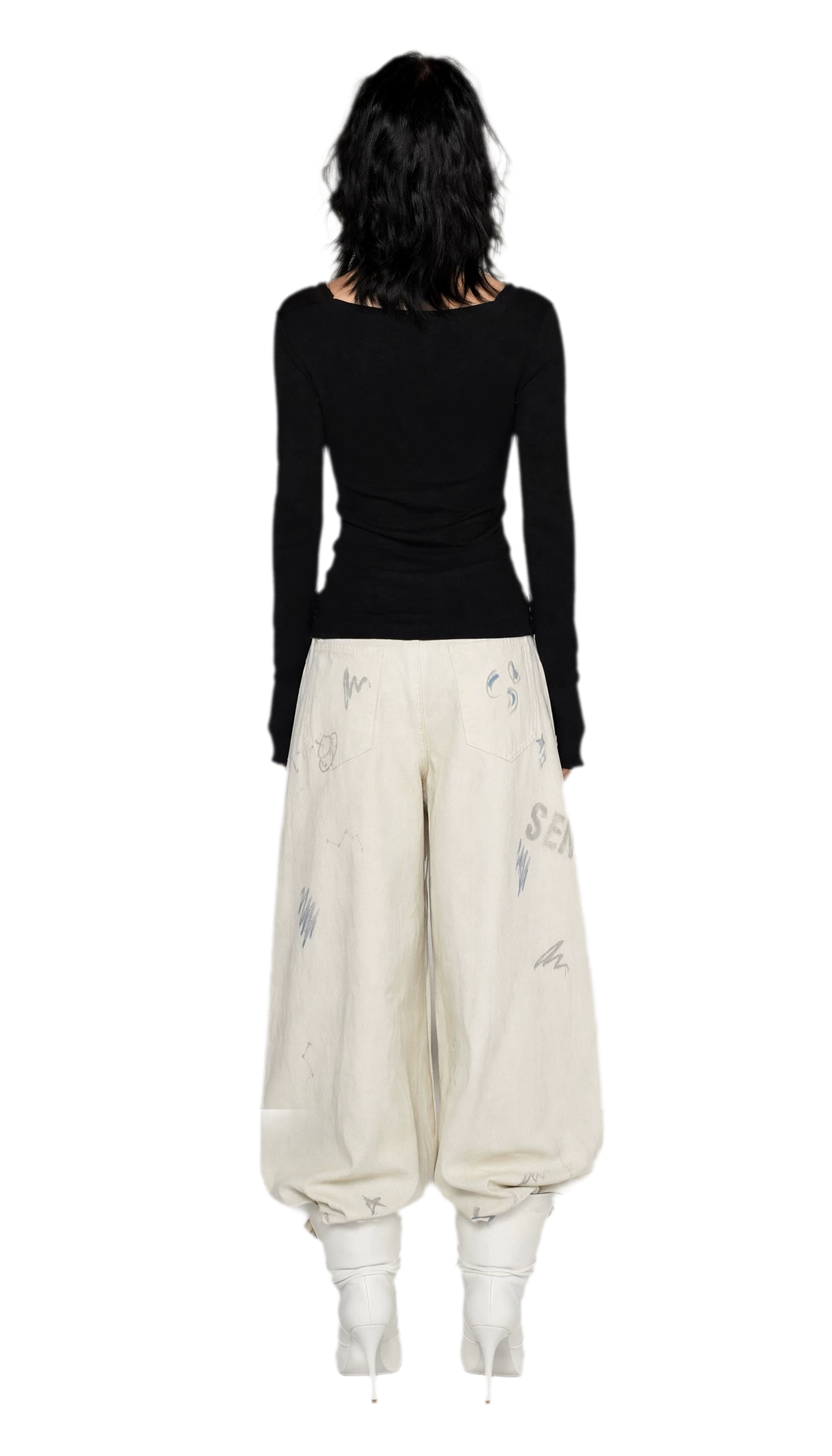 Textured Ruched Slim Long-Sleeve Top