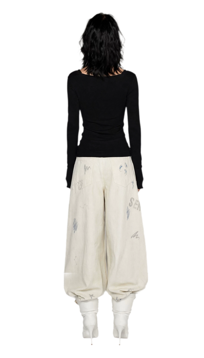 Textured Ruched Slim Long-Sleeve Top
