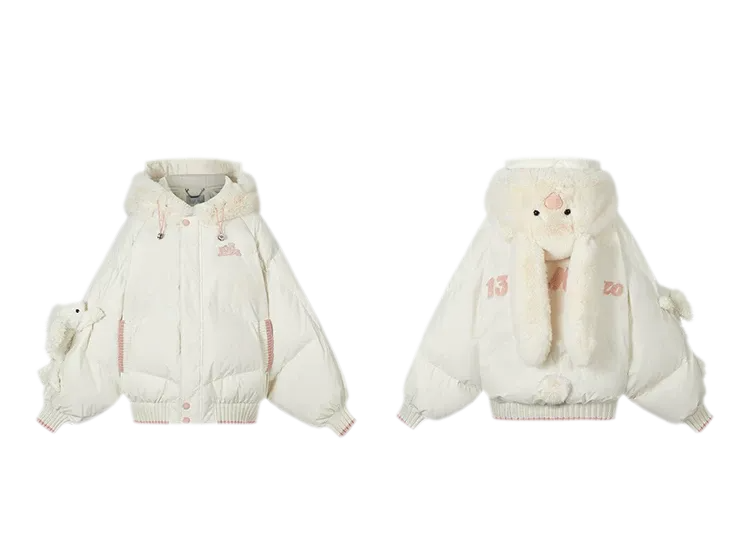 Doudoune rembourrée en duvet avec ours en peluche