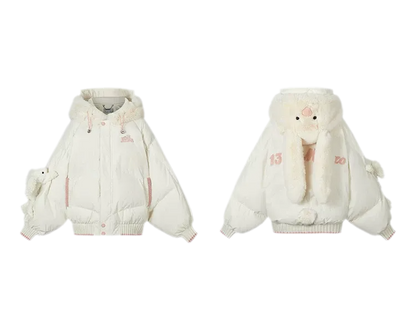 Doudoune rembourrée en duvet avec ours en peluche