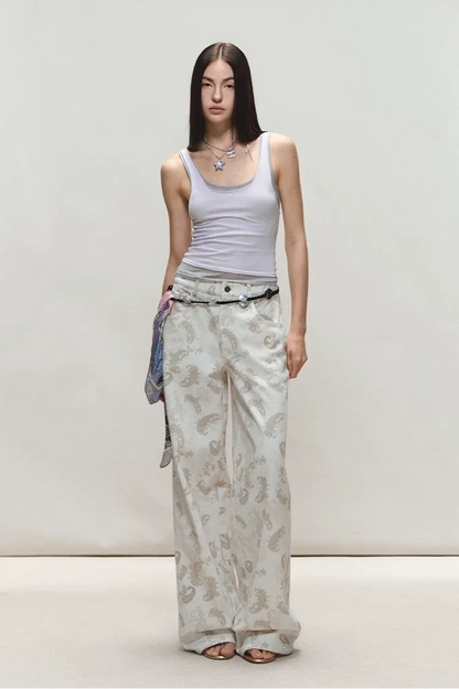 Original Paisley Print Washed Straight-Leg Jeans