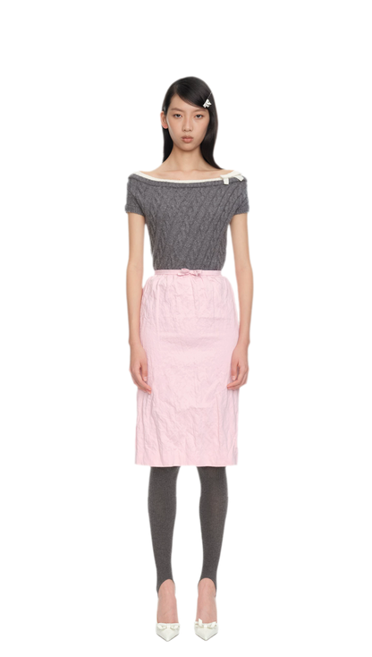 Cable Knit Off-Shoulder Top