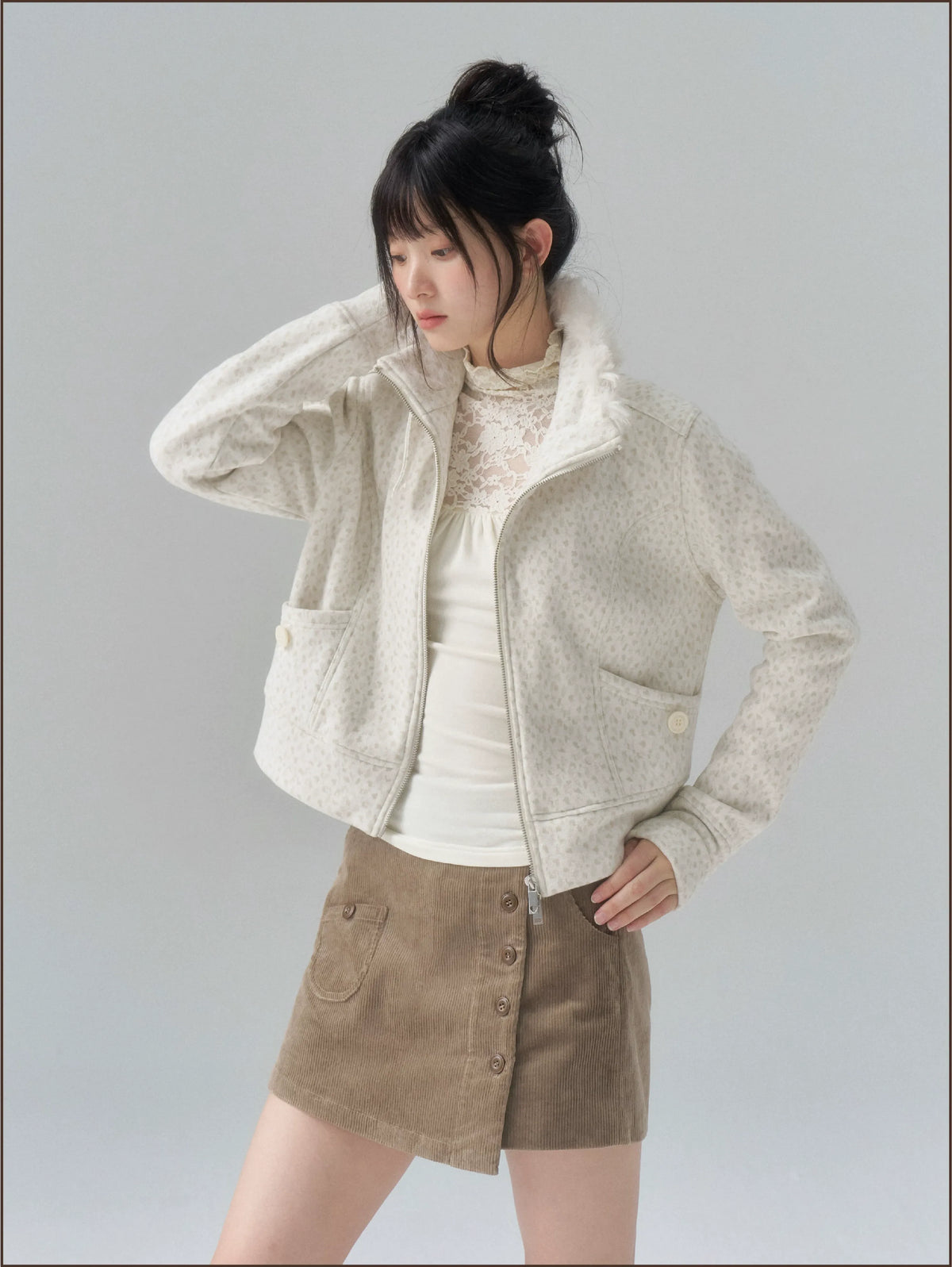 Brushed Jacquard Cropped Jacket