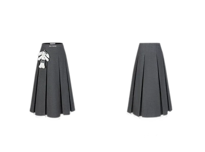 Pleated Suit Midi Skirt