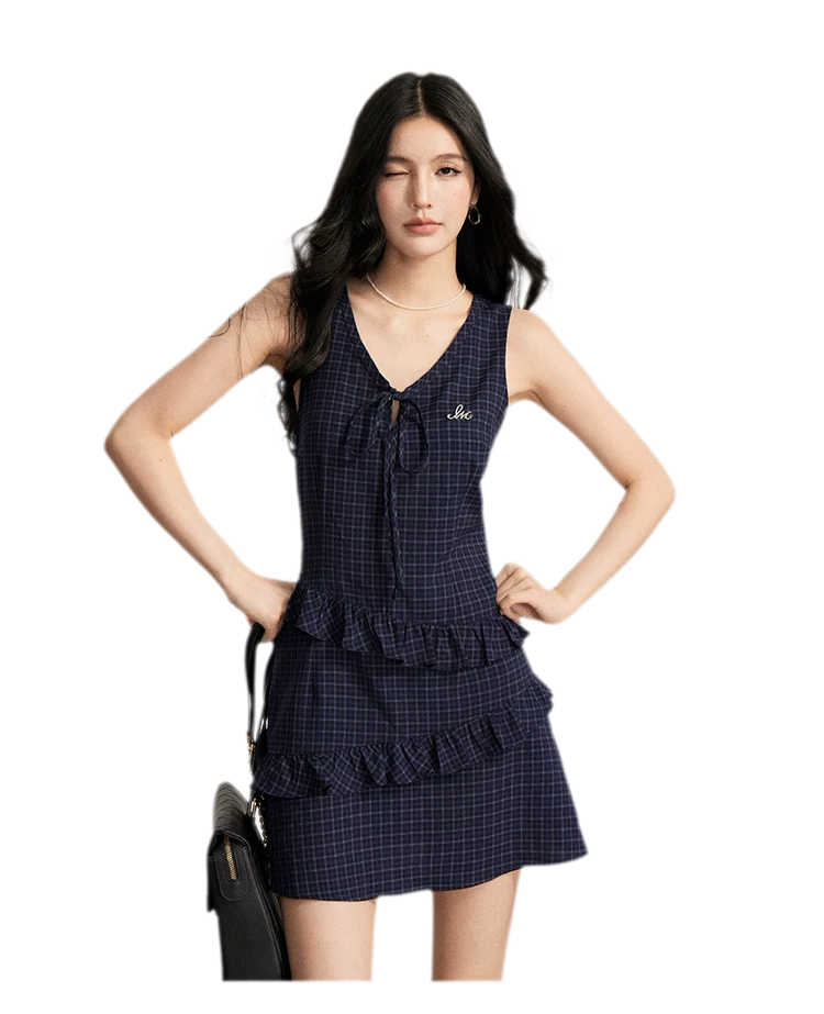 Ruffled Plaid Cami Dress