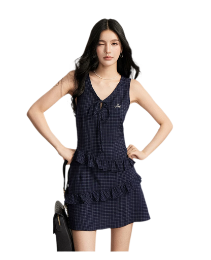 Ruffled Plaid Cami Dress