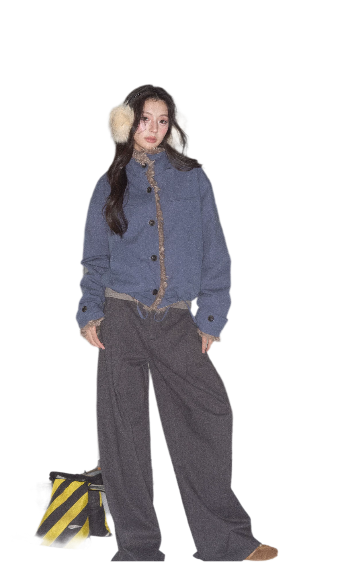 Faux Lamb-Wool Patchwork Jacket