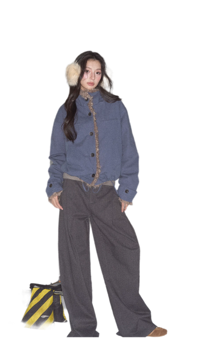 Faux Lamb-Wool Patchwork Jacket