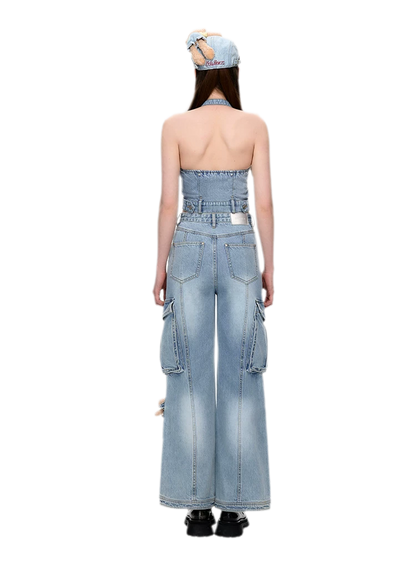 Cotton Cargo Straight Pants