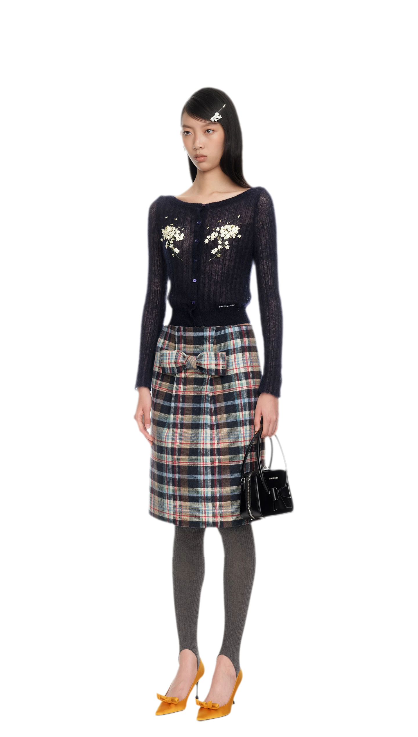 Beaded Floral Fitted Knit Top