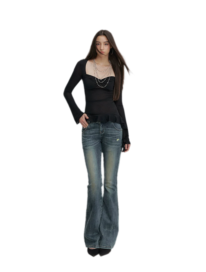 Twist Peplum Long Sleeve Top