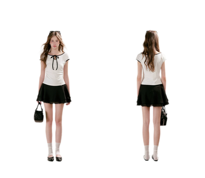 Lace Bow Cutout T-Shirt