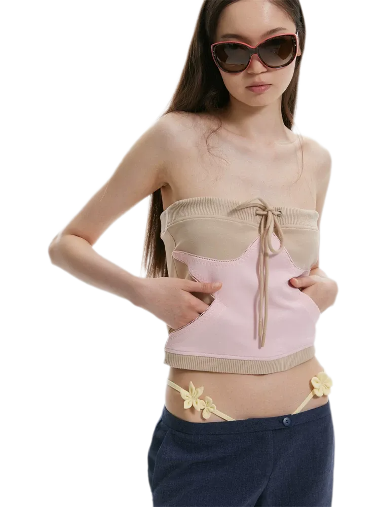 Star Ribbed Bandeau Top