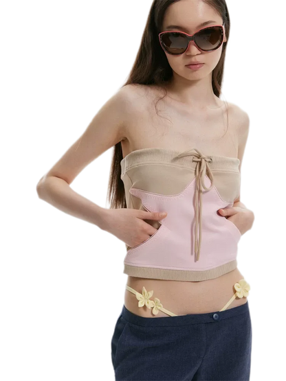 Star Ribbed Bandeau Top