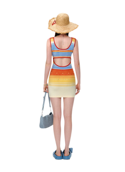 Striped Cutout Knit Dress