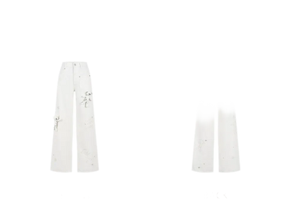 Bear Print Denim Pants