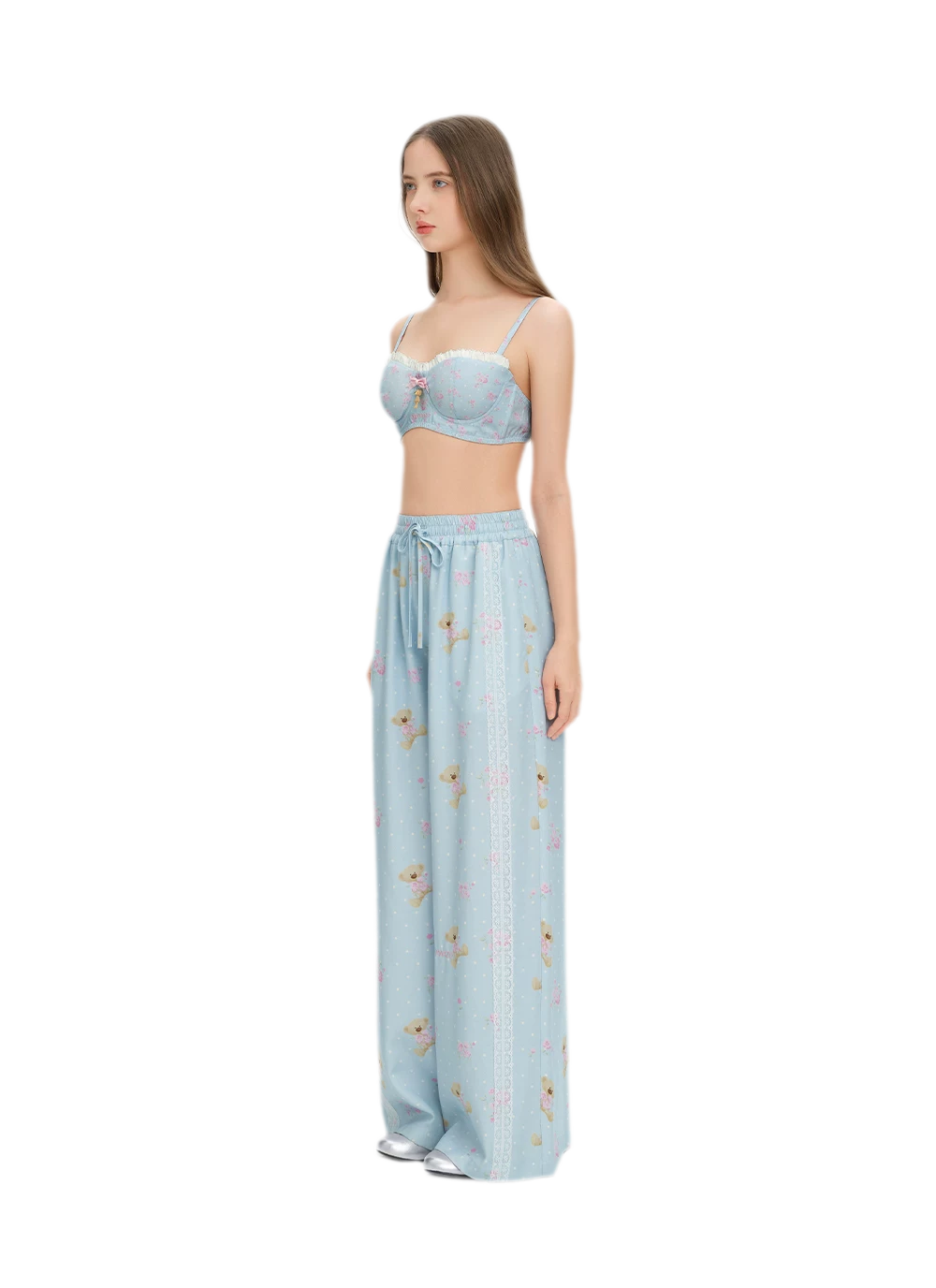 Floral Print Wide-Leg Trousers
