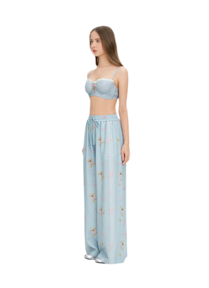 Floral Print Wide-Leg Trousers