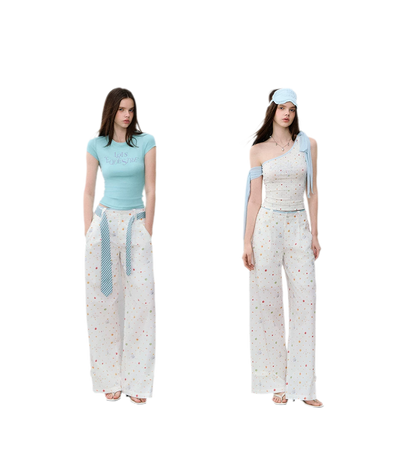 Printed Wide-Leg Pants