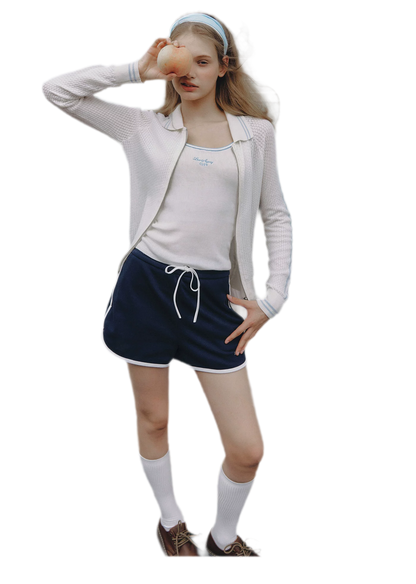 Openwork Knit Collared Jacket