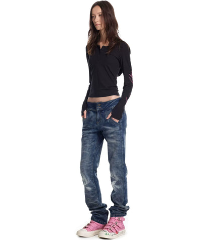 Snowflake Wash Slim Tapered Jeans