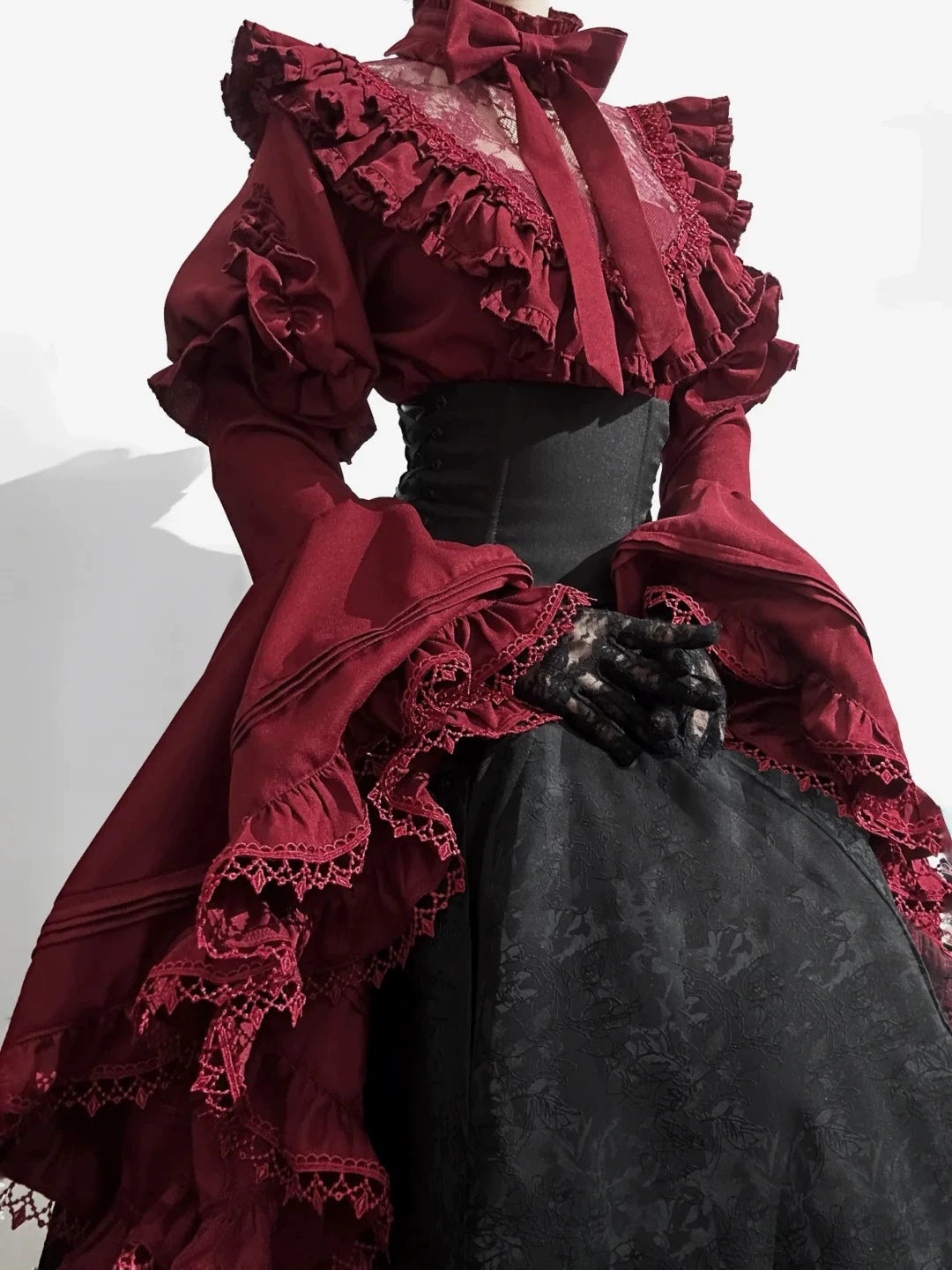 Victorian Ruffle Blouse Skirt Set