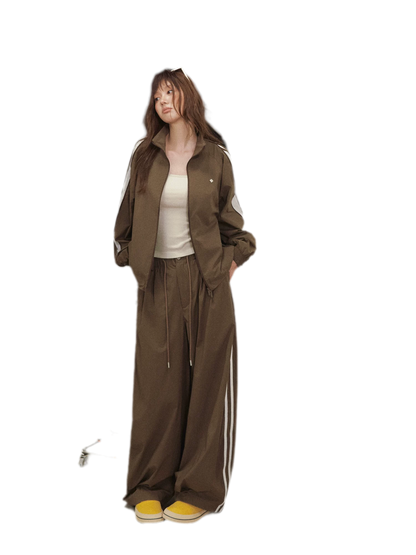 Stripe Tape Wide-Leg Pants