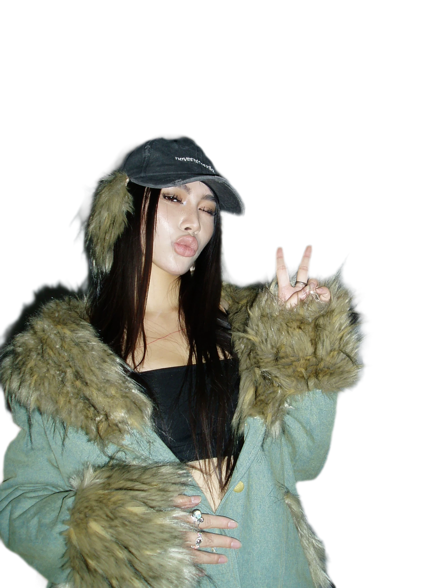 Distressed Faux Fur Cap
