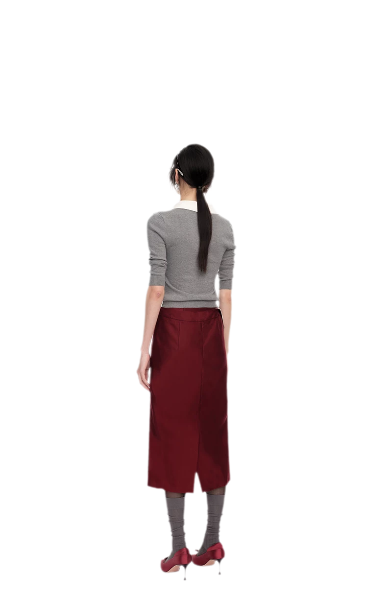 Silk Cashmere Collared Knit Top